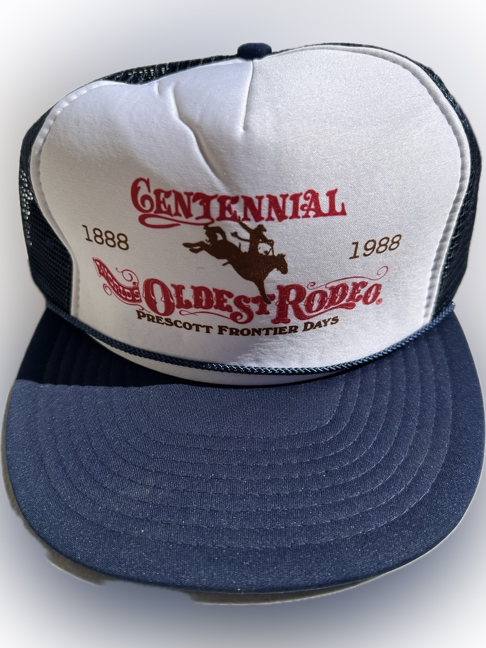 Vintage trucker hat Worlds Oldest Rodeo 1988, centennial anniversary hat.